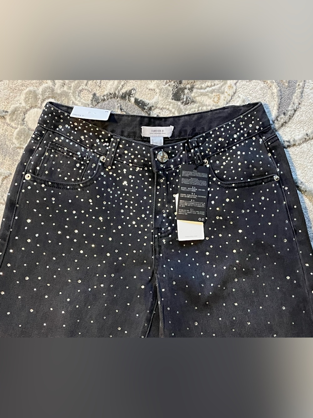 Forever 21 Black Wide-Leg Jeans with Stud Embellishments - Picture 2 of 7